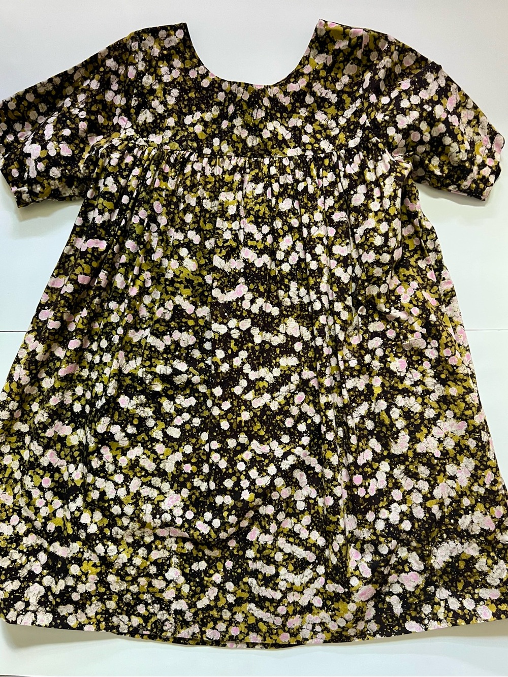 Fahari Cotton Dress in Black,Pink and Green pattern